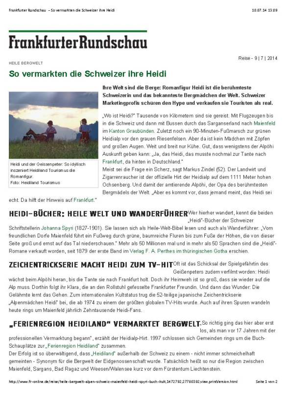 Frankfurter Rundschau  - So vermarkten die Schweizer ihre Heidi_Seite_1