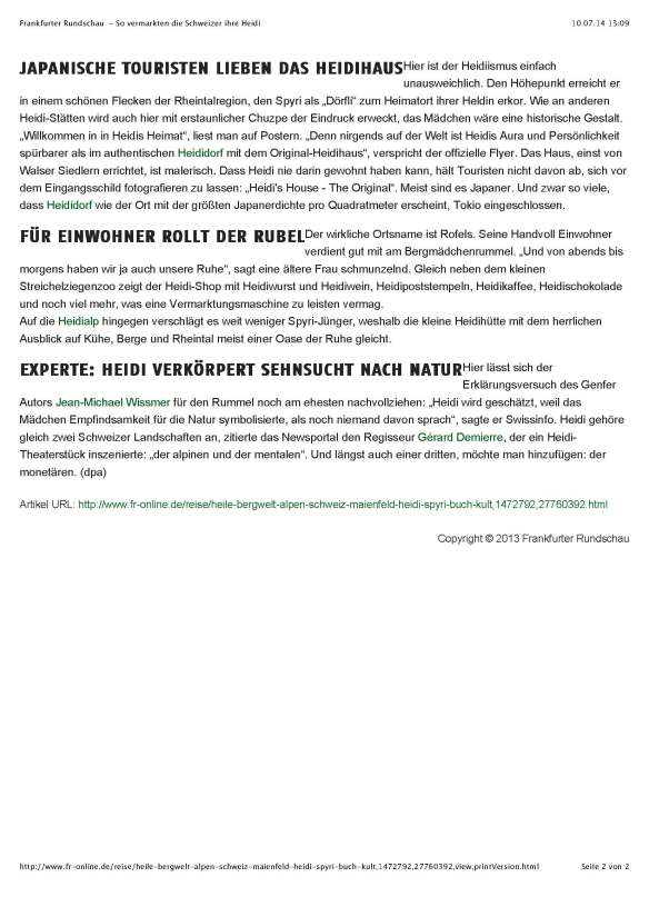 Frankfurter Rundschau  - So vermarkten die Schweizer ihre Heidi_Seite_2